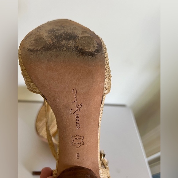 Report Signature Lucie 2 Platform Raffia Sandals Size 6 - Picture 11 of 12